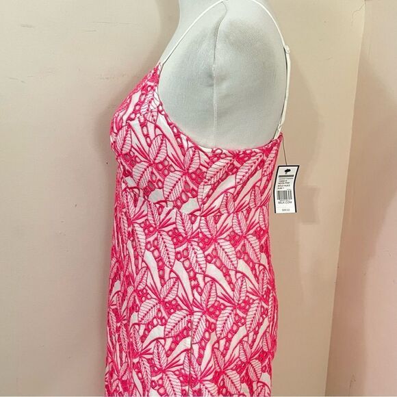 Crown & Ivy Hot Pink and White Embroidered Eyelet Spaghetti Strap Dress 8 NEW - Picture 5 of 7